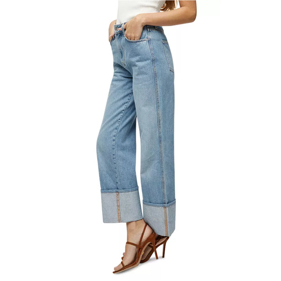 VERONICA BEARD WOMENS 26 DYLAN HIGH RISE STRAIGHT LEG CUFFED ANKLE JEANS BLUE - Picture 2 of 13